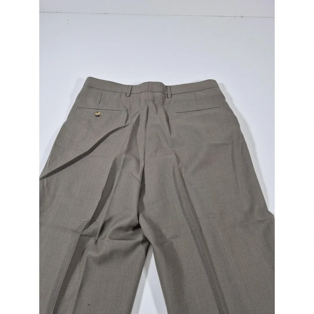 VTG Sansabelt Dress Pants Mens 34x36 Beige Pleated Straight Comfort Waist